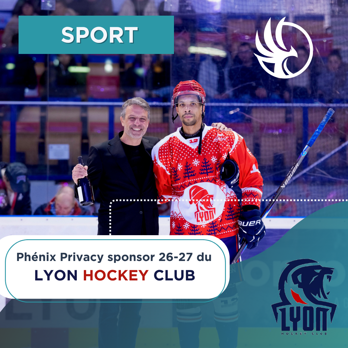 260908 – PhĂ©nix Privacy renouvelle son sponsoring du Lyon Hockey Club Lyon Hockey Club